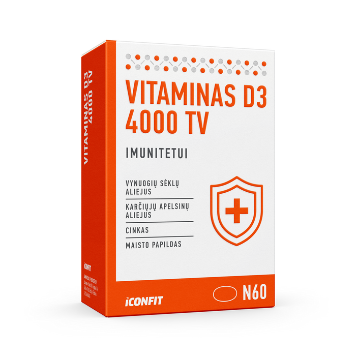 ICONFIT Vitaminas D3 imunitetui 4000 TV (60 kapsulių)